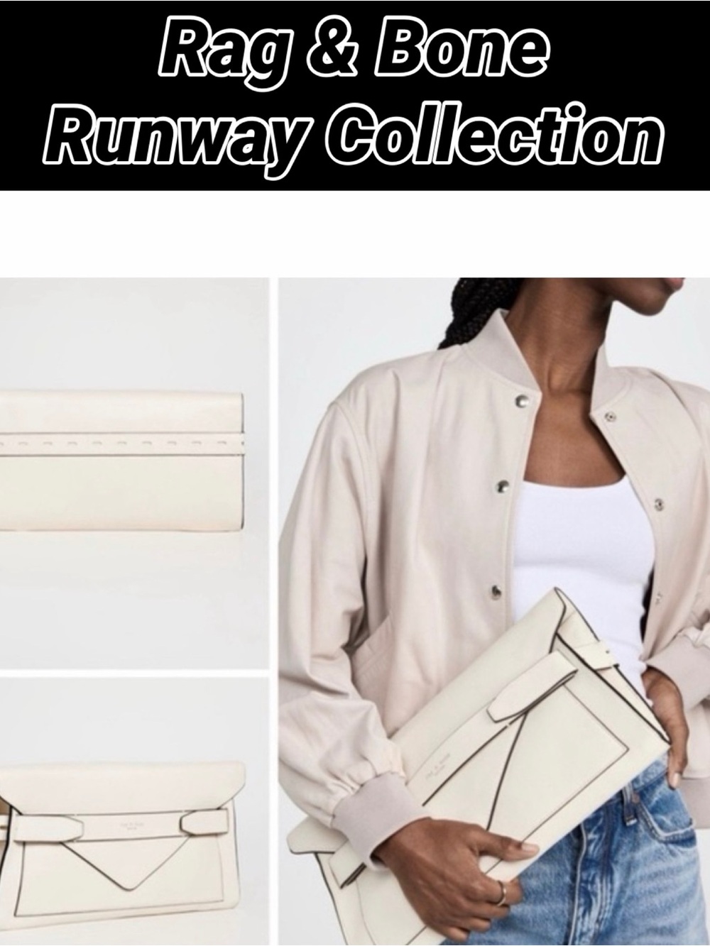 Rag & Bone Folio Clutch.. Antique White